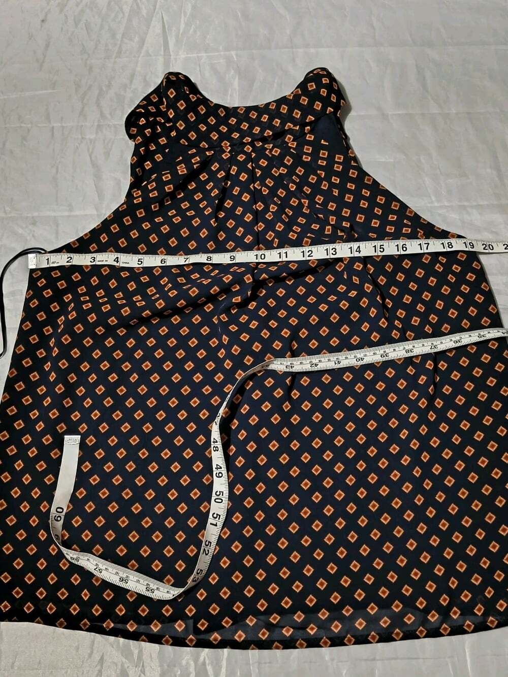 Banana Republic Women's Size S Sleeveless Halter Blouse Navy Orange Geometric - Picture 8 of 10